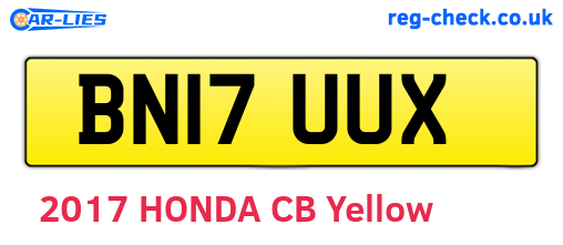 BN17UUX are the vehicle registration plates.