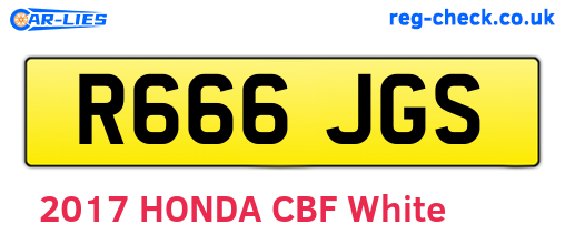 R666JGS are the vehicle registration plates.