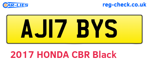 AJ17BYS are the vehicle registration plates.