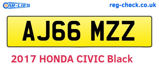 AJ66MZZ are the vehicle registration plates.
