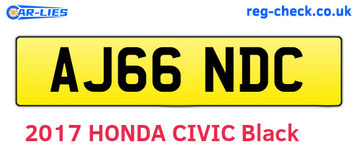 AJ66NDC are the vehicle registration plates.