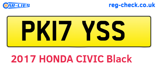 PK17YSS are the vehicle registration plates.