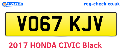 VO67KJV are the vehicle registration plates.