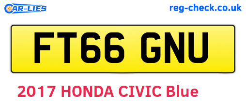 FT66GNU are the vehicle registration plates.