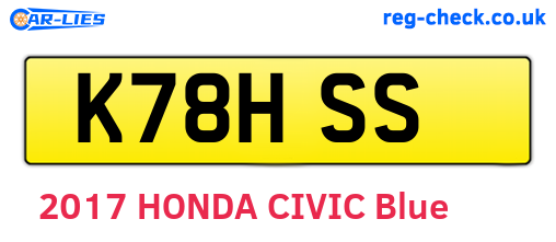 K78HSS are the vehicle registration plates.