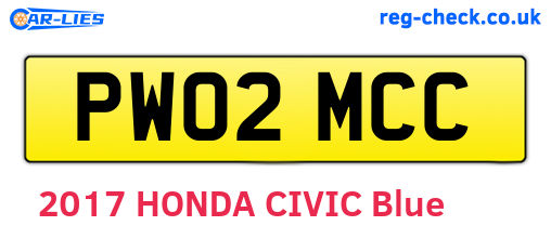 PW02MCC are the vehicle registration plates.