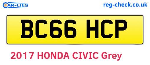 BC66HCP are the vehicle registration plates.