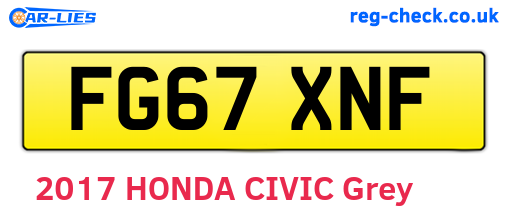 FG67XNF are the vehicle registration plates.