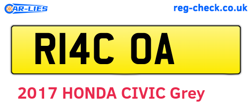 R14COA are the vehicle registration plates.