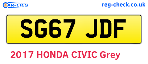 SG67JDF are the vehicle registration plates.