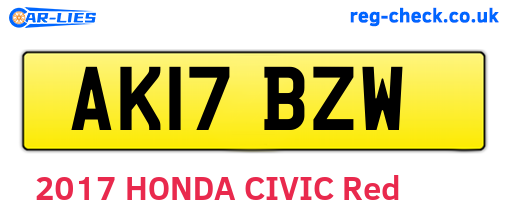 AK17BZW are the vehicle registration plates.