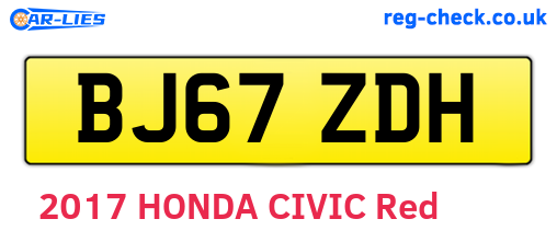 BJ67ZDH are the vehicle registration plates.