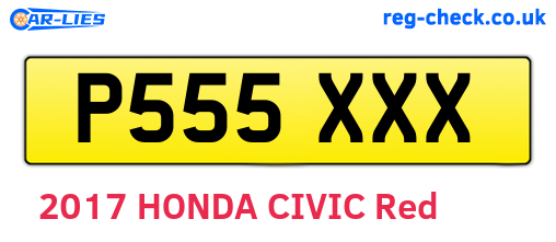 P555XXX are the vehicle registration plates.