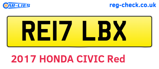 RE17LBX are the vehicle registration plates.