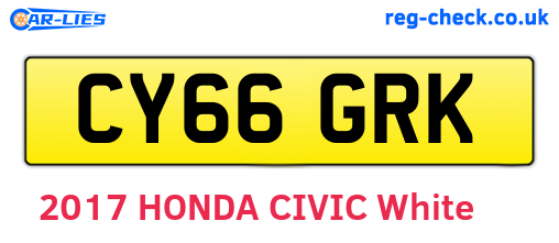 CY66GRK are the vehicle registration plates.