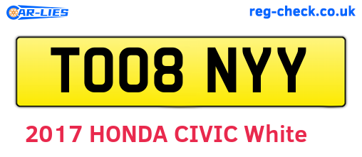 TO08NYY are the vehicle registration plates.