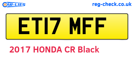 ET17MFF are the vehicle registration plates.