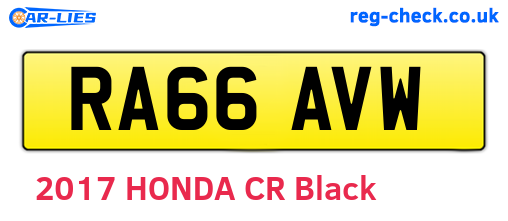 RA66AVW are the vehicle registration plates.