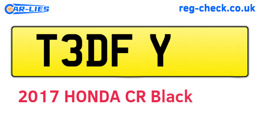 T3DFY are the vehicle registration plates.