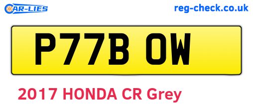P77BOW are the vehicle registration plates.