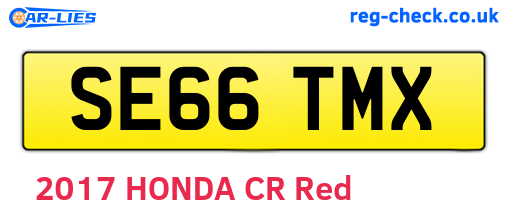 SE66TMX are the vehicle registration plates.