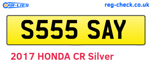 S555SAY are the vehicle registration plates.