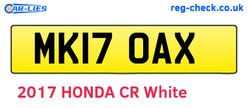 MK17OAX are the vehicle registration plates.