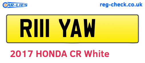 R111YAW are the vehicle registration plates.