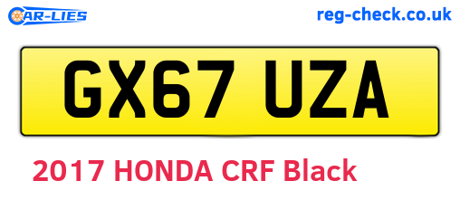 GX67UZA are the vehicle registration plates.