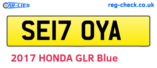 SE17OYA are the vehicle registration plates.