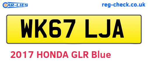 WK67LJA are the vehicle registration plates.