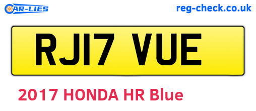 RJ17VUE are the vehicle registration plates.