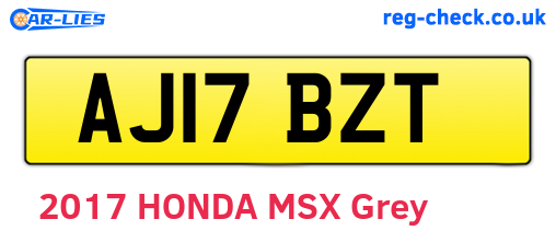 AJ17BZT are the vehicle registration plates.