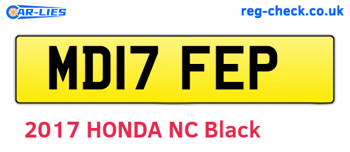 MD17FEP are the vehicle registration plates.