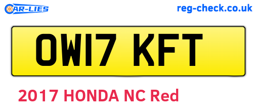 OW17KFT are the vehicle registration plates.