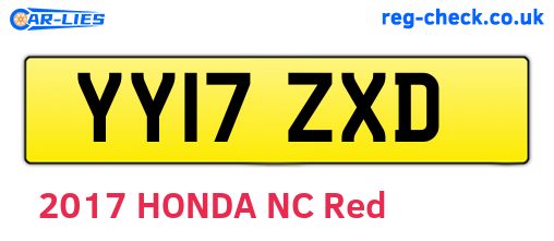 YY17ZXD are the vehicle registration plates.