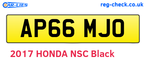 AP66MJO are the vehicle registration plates.