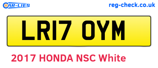 LR17OYM are the vehicle registration plates.