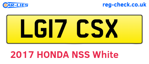 LG17CSX are the vehicle registration plates.