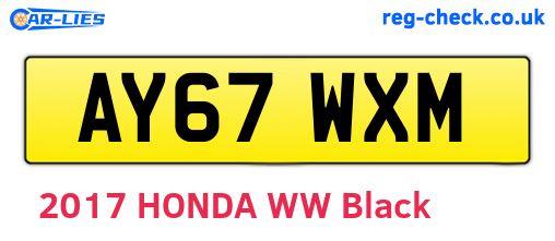 AY67WXM are the vehicle registration plates.