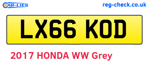 LX66KOD are the vehicle registration plates.