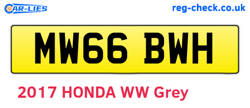 MW66BWH are the vehicle registration plates.