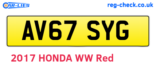 AV67SYG are the vehicle registration plates.