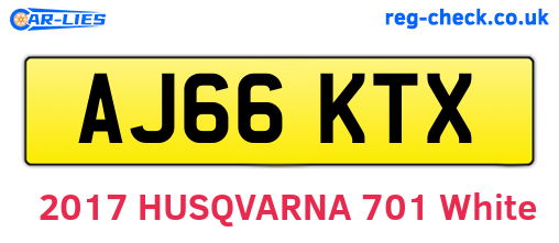 AJ66KTX are the vehicle registration plates.