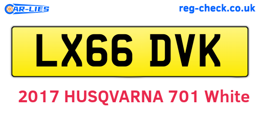 LX66DVK are the vehicle registration plates.