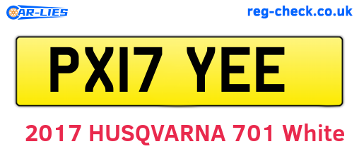 PX17YEE are the vehicle registration plates.