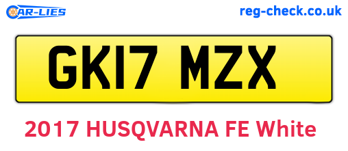 GK17MZX are the vehicle registration plates.