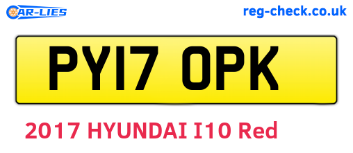 PY17OPK are the vehicle registration plates.