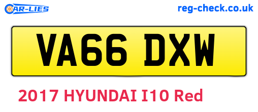 VA66DXW are the vehicle registration plates.