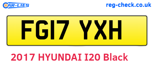 FG17YXH are the vehicle registration plates.